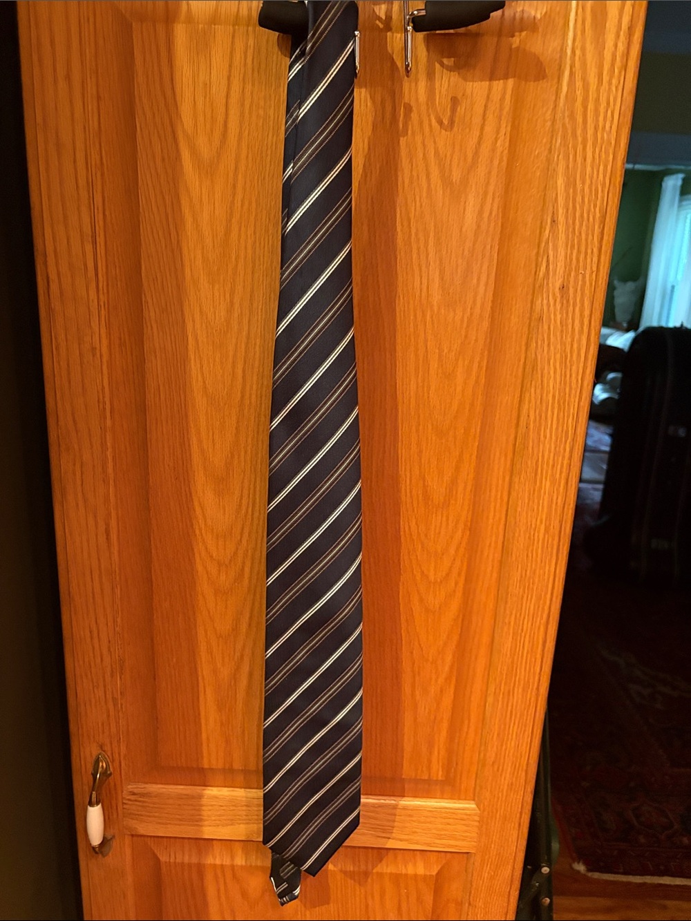 Classic Navy Striped Men's Tie - Elegant Formal Accessory